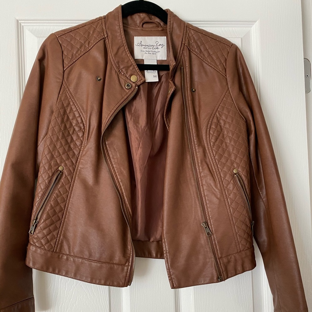 Brown faux leather jacket